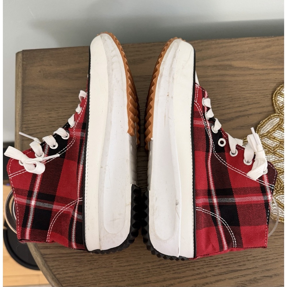 Emma New York Plaid Platform Sneakers Red Black Chunky Size 6 Y2K Grunge Punk - Picture 6 of 12